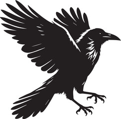 Black Crow Bird Silhouette isolated on a white background Minimalist crow vector illustration