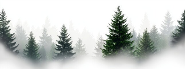 Fototapeta premium Modern illustration of an evergreen coniferous forest silhouette. Spruce trees at park. Evergreen conifers silhouette. Conifers silhouette.