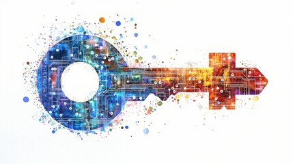 A vibrant artistic representation of a key, symbolizing unlocking potential and opportunities in a digital world.