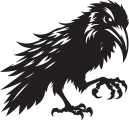 Black Crow Bird Silhouette isolated on a white background Minimalist crow vector illustration