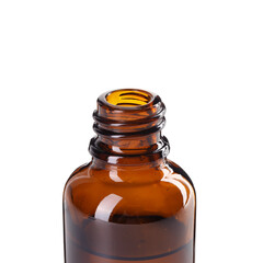 Bottle of essential oil isolated on white