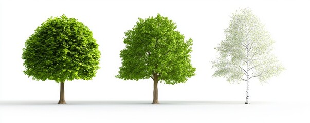 The illustration of a deciduous tree on a transparent background