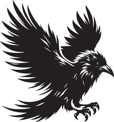 Black Crow Bird Silhouette isolated on a white background Minimalist crow vector illustration