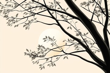 Detailed illustration of a tree silhouette with branches.
