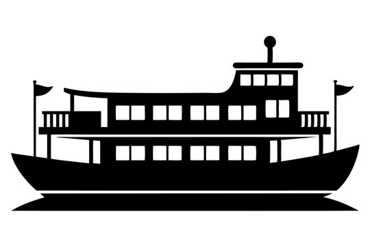 recommend clip art: Riverboat silhouette | vector silhouette illustration on white background