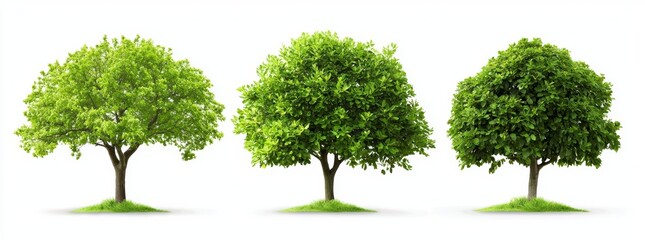 Fototapeta premium A green big tree stands on a grassy transparent background in nature 3D rendering png