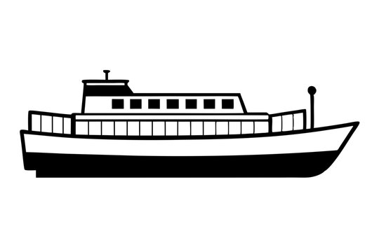 black and white ferry boat clip art preview