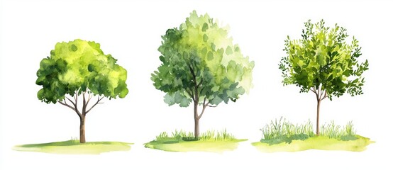 An architectural tree illustrated in watercolor for landscape design