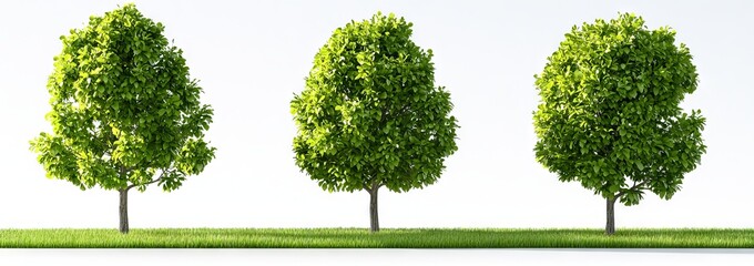 Fototapeta premium Shapes of greenery and trees cut out transparent backgrounds of 3D rendering