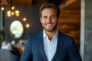 Charming Well-Dressed Man in Office Setting