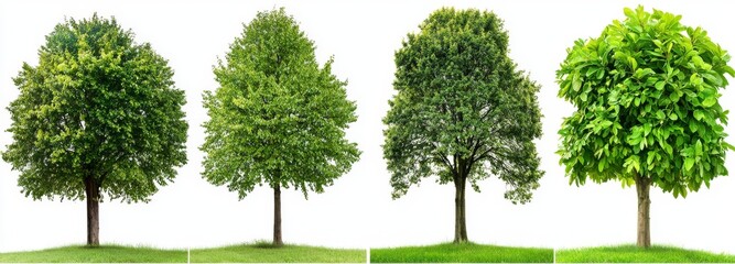 Cutout jungle green trees on transparent backgrounds with 3D rendering