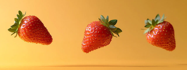 Freeze-Frame Strawbfreeze-frame, strawberries, mid-air, capture, minimalist, background, soft, shadows, gentle, lighting, detailed, texture, vibrant, hues, freshness, lightness, modern, visuals,erries