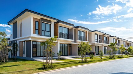 Modern Townhouses with Green Lawns