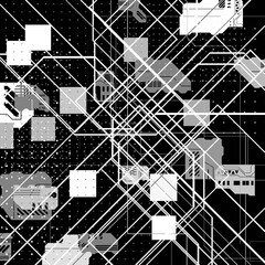 Abstract sci-fi cyberpunk texture background displacement map grayscale 4k png geometry patterns dots Circuit