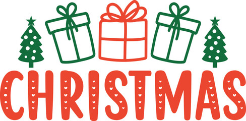 Christmas typography clip art design on plain white transparent isolated background for card, shirt, hoodie, sweatshirt, apparel, card, tag, mug, icon, poster or badge