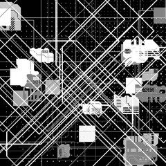 Abstract sci-fi cyberpunk texture background displacement map grayscale 4k png geometry patterns dots Circuit
