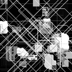 Abstract sci-fi cyberpunk texture background displacement map grayscale 4k png geometry patterns dots Circuit