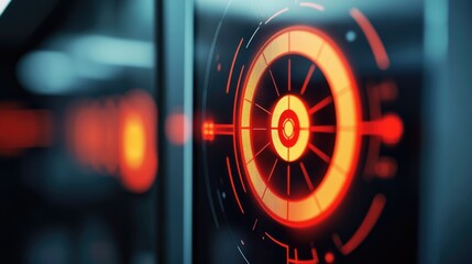 Professional setting with a detailed target chart on a digital monitor, showcasing key performance areas