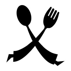 Walking spoon and fork logo vector restauran black