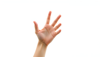 Naklejka premium Showing limit of height, gesture, hand sign isolated on white background., transparent cut out PNG isolated with white highlights, png
