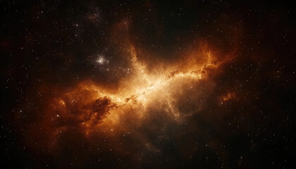 A stunning image of fiery orange cosmic clouds with stars scattered throughout, creating a mesmerizing scene that captures the essence of the universe's beauty and mystery.
