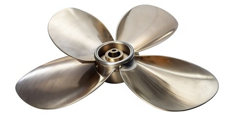 nautical, boat accessory, design, equipment, transportation, metal, white background, watercraft, propulsion, rotating, Boat propeller isolated on white with clipping path High Angle