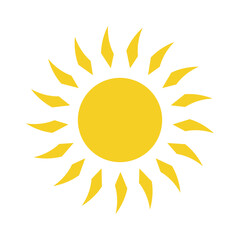 Abstract sun icon. Symbol of summer or rest, warmth and light. Stylized sun with rays, attribute of good weather or mood.