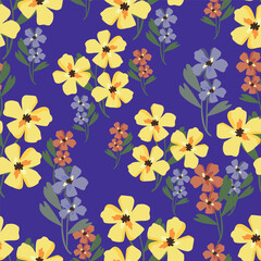 Obraz premium Exotic hand drawn flowers, seamless patterns with floral for fabric, textiles, clothing, wrapping paper, cover, banner, home decor, abstract backgrounds