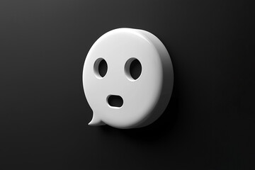 A ghost shaped speech bubble. Phishing attack, unwanted advertising, suspicious account activity, ghosting, screen time increase minimalist concept. Happy Halloween postcard
