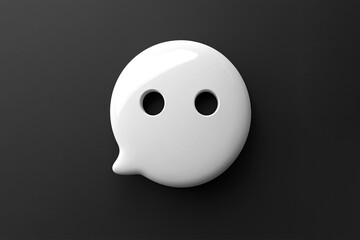 A ghost shaped speech bubble. Phishing attack, unwanted advertising, suspicious account activity, ghosting, screen time increase minimalist concept. Happy Halloween postcard