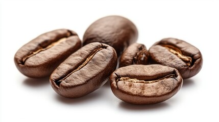Obraz premium A close-up of roasted coffee beans showcasing their rich texture and color.