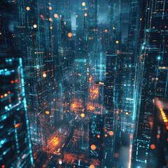 An energetic city overflowing with vivid colors and mesmerizing reflections in an imaginative portrayal of urban life and its endless possibilities.