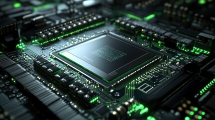 Obraz premium Processor Chip technology components circuit computer central CPU Integrated background banner wallpaper AI generated image