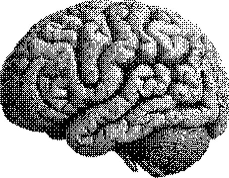 Human brain bitmap illustration on transparent background, Idea brain bitmap y2k collage element, Brain bitmap collage, Generative AI