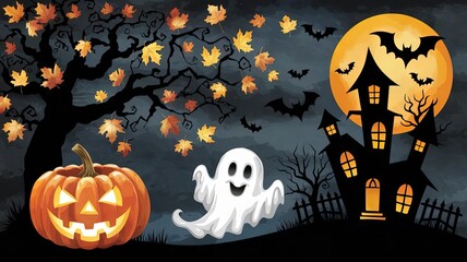 halloween background with pumpkins