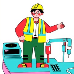 Male Engineer in Helmet on Construction Site