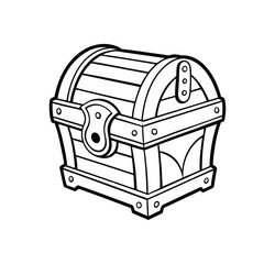 treasure chest isolated on white background, clip art, outline