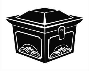 Black Silhouette of Asian Food Box - Culinary Illustration for Takeout, Restaurant Branding, and Food Packaging Designs