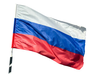Waving russian flag isolated on white background