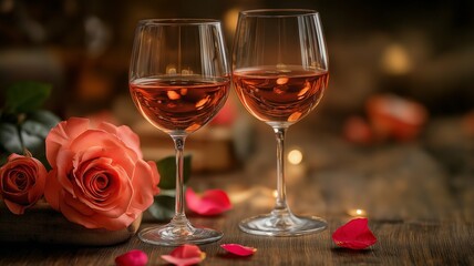 A rose-infused glass of wine to create a romantic ambiance.