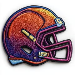 Football helmet embroidered patch badge on isolated white background, vector badge and patch collection for print or embroidery