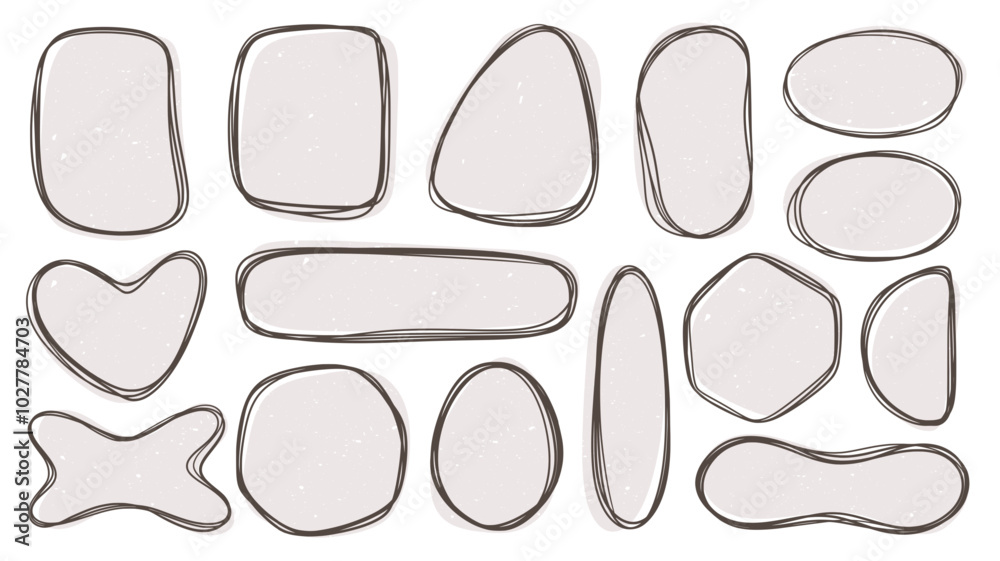 Poster hand drawn frames. line round sketch, scribble shape icon or logo, circular pencil design element. s