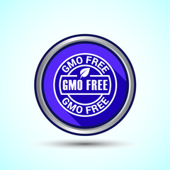 GMO Free Product Icon Design Illustration, Icon For Web and mobile application, Blue Shadow Button Design