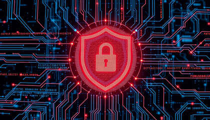 Cyber Lockpad.  Cybersecurity Concept.