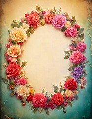 vintage flower frame digital border background copy space 