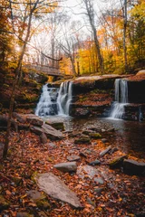 Rideaux Cascades Diamond Notch Falls Catskills New York Autumn Fall Foliage Waterfalls Long Exposure Fine Art Photography New England. Nature Background Scenic Calm  © And They Travel