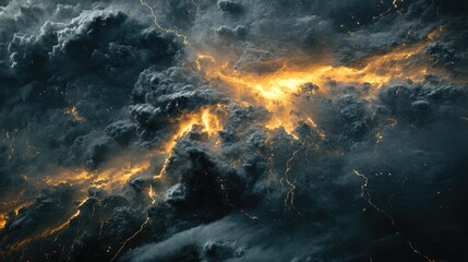 Fototapeta premium Satellite photo of a severe storm system with intricate cloud patterns and active lightning, highlighting the storm's scale