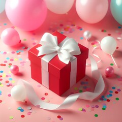 gift box and balloons