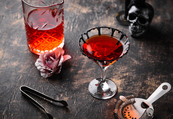 Spooky red Halloween monster cocktail