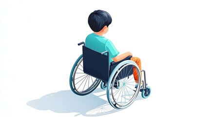 Obraz premium Boy in Wheelchair Icon Isometric Design for Web and Digital Media